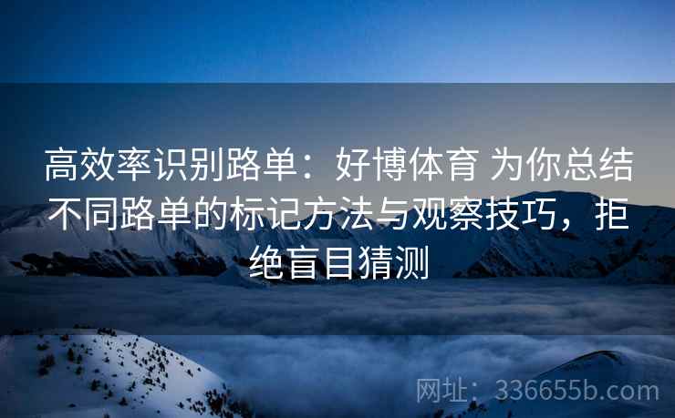 高效率识别路单：好博体育 为你总结不同路单的标记方法与观察技巧，拒绝盲目猜测